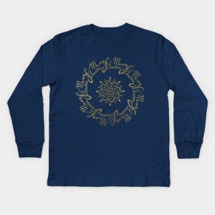 Merry Gold Christmas Kids Long Sleeve T-Shirt